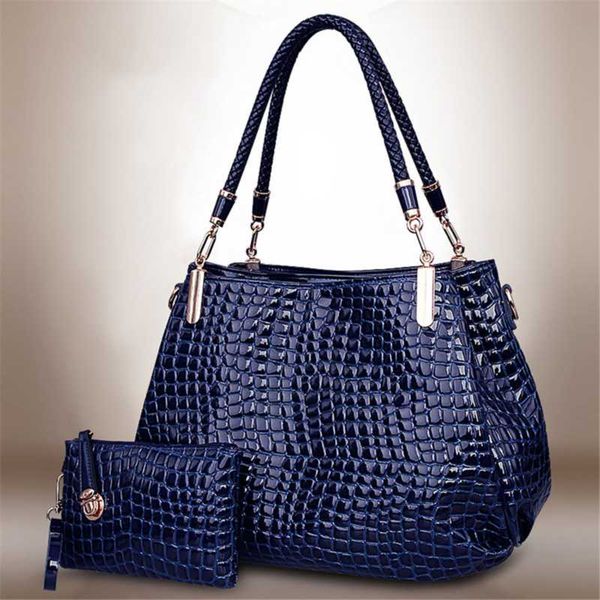 

women's bag luxury crocodile pattern shoulder bag brand designer large capacity shoulder messenger 2pcs set