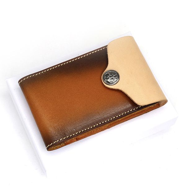 

card holders wallet cow genuine leather men mini hasp purse bank/id/bus women simple small bifold wallets case, Brown;gray