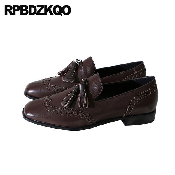

shallow brown china square toe flats black genuine leather italian ladies fringe loafers tassel designer shoes women luxury 2020