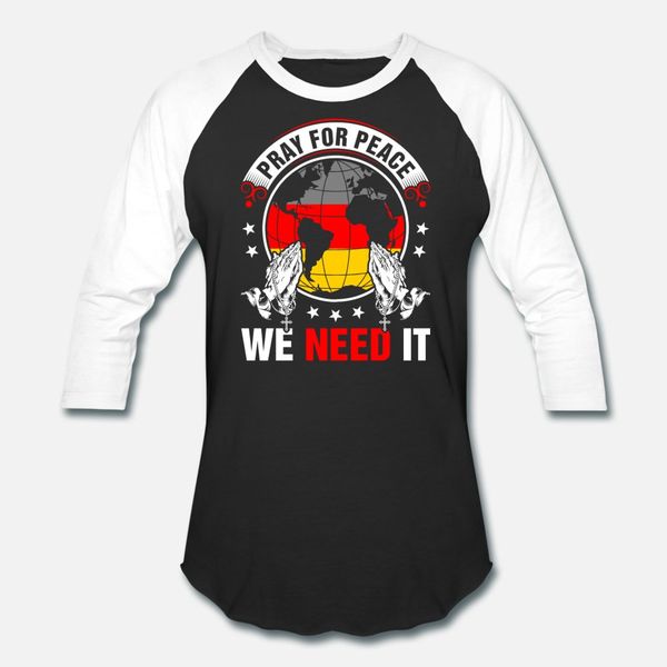 

pray for peace german we need it t shirt men designing 100% cotton plus size 3xl clothes loose fashion summer style letters shirt