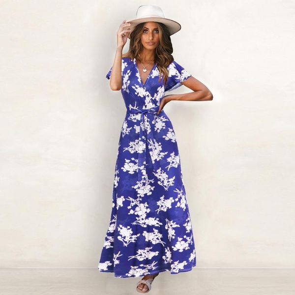 

casual dresses long short sleeve print dress women v neck bandage slim butterfly fashion summer bohemian, Black;gray