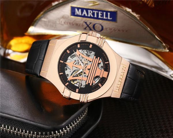 

2020 new fashion mechanical watch hollow large dial sports casual business watch, Slivery;brown