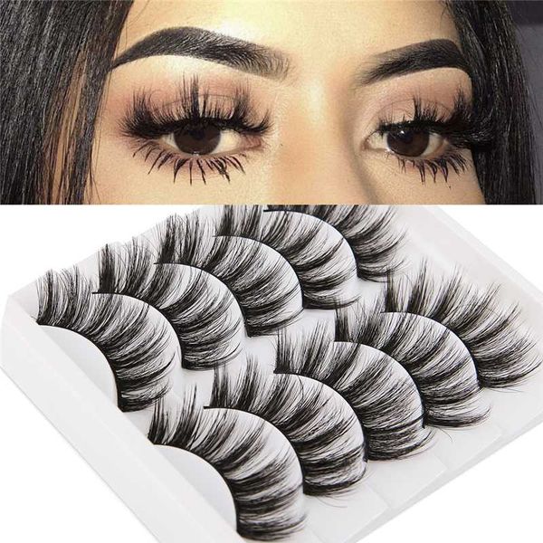 

false eyelashes 5 pairs 3d faux mink hair soft fluffy wispy long thick lashes handmade eye lash makeup extension tools