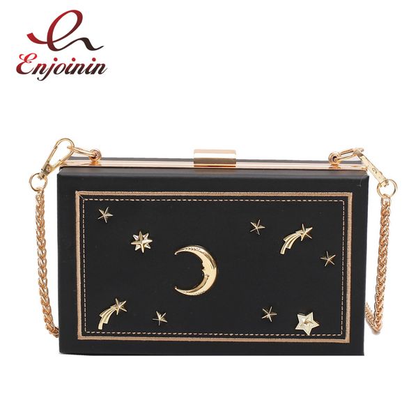

leather box style embroidery fashion ladies shoulder chain bag purses and handbags women party clutch bag crossbody bolsas