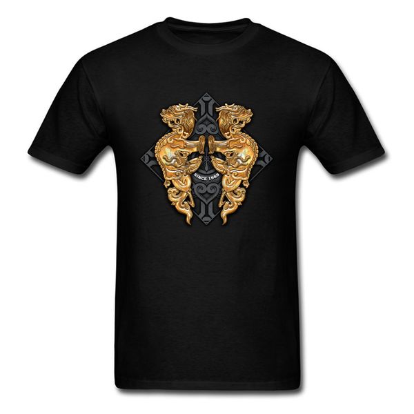 

guardian lion all cotton tshirt for men casual t-shirt unique graphic o neck sweatshirts short sleeve wholesale