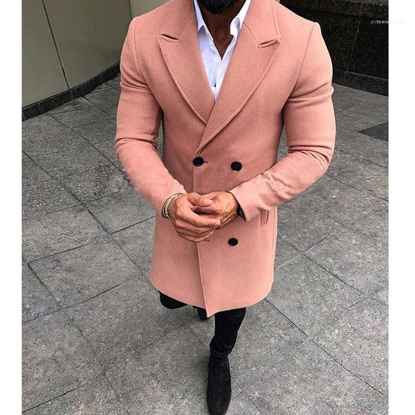

men coats with pockets casual plus size outerwear designer men blends winter solid color long sleeve thick, Black
