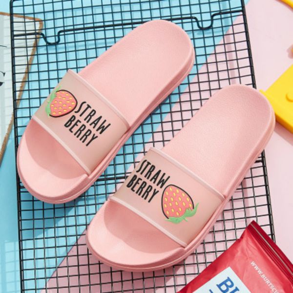 

summer house women fruits jelly slippers cartoon strawberry mango ladies home slides non slip bathroom flat casual women shoes, Black