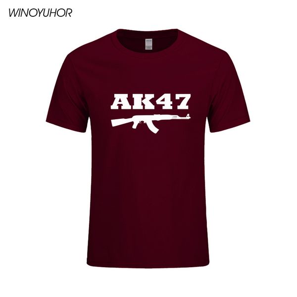 

new 2019 summer t-shirts men printed ak 47 rifle gun funny casual short sleeve t shirt cotton o-neck male punk tees