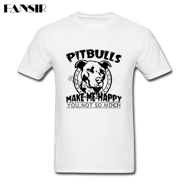 

men tshirt latest design white short sleeve custom tees shirt men boy pitbulls make me happy brand clothing