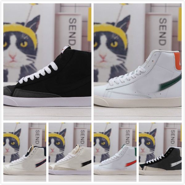 

new w blazered mid 77 vntg we suede casual sneakers blazers mid skateboard shoes women white yellow designer sport shoe sneakers, Black