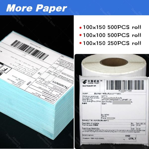 

4 inch thermal label paper sticker paper for logistic label printer 150*100mm and 100*100mm papers