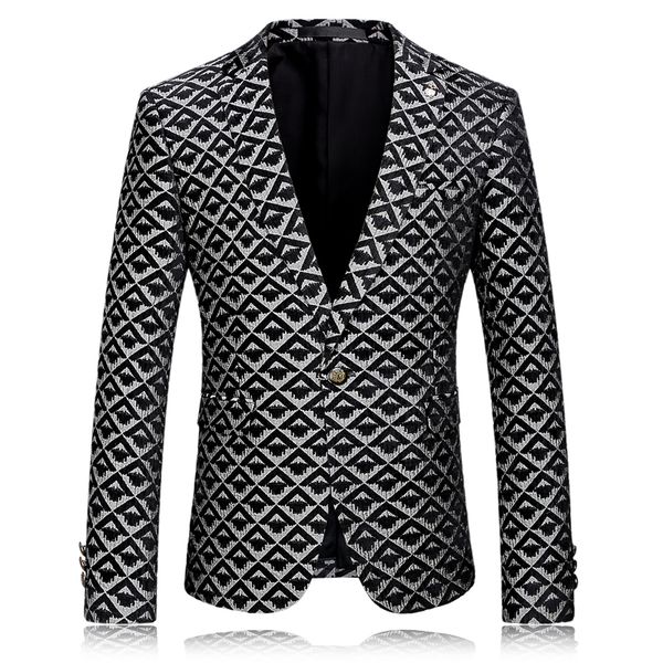 

fashion business jacquard suit jacket men slim fit dress size 6xl upscale wedding banquet mens suits jacket, White;black