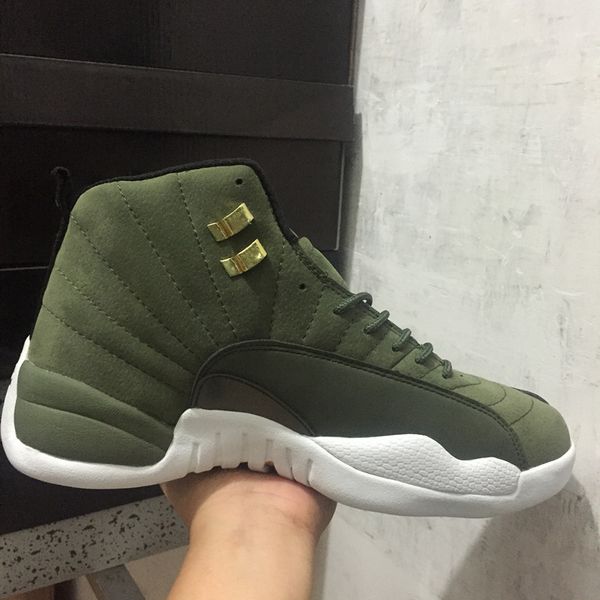 

wholesale new 12 xii graduation pack army green men basketball shoes sports sneakers outdoor trainers size 7-13