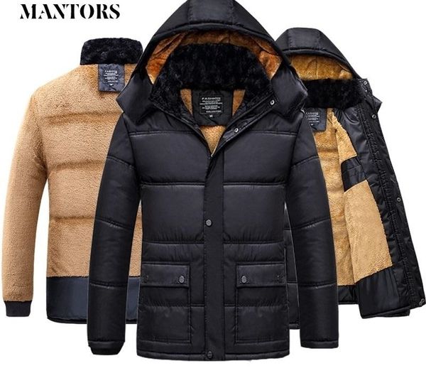 

2019 winter men jacket coat warm fleece casual hooded outwears male parka coats men's plus velvet thicken fur zipper overcoat t200102, Black