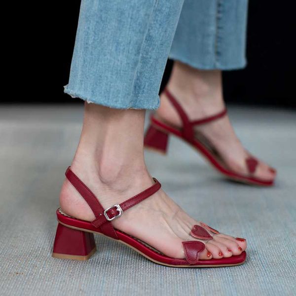 

real leather med heels sandals women summer shoes open toe comfortable elegant band buckle sandals size 40, Black