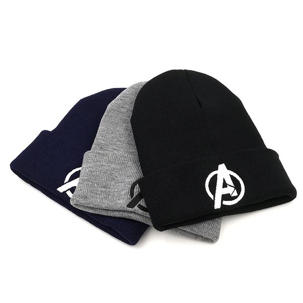 

autumn winter hats for men knitted beanie hat embroidered letter hip hop solid black hedging cap boy warmer bonnet casual caps