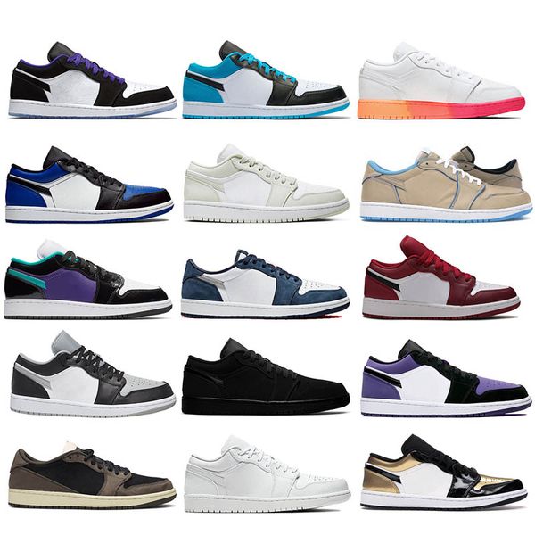 

low 1 1s men women basketball shoes bordeaux black toe court purple gold zlaser blue hyper royal military green sunrise sports sneakers