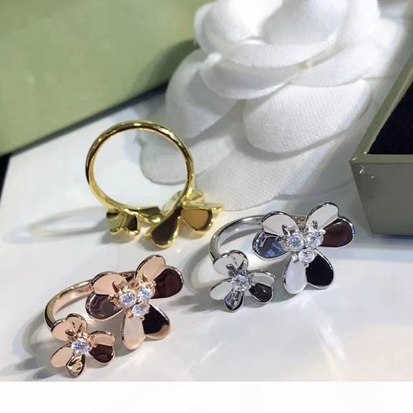 

women diamond floral silver ring frivole rings woman wedding party clover rings
