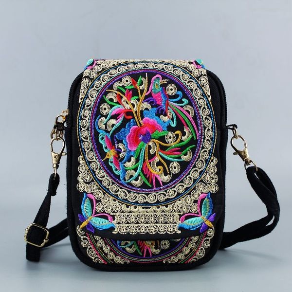 Vintage chinês estilo nacional saco de mulheres étnico bolsa de ombro bordado boho hippie tassel tote messenger