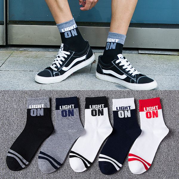 

5 pairs/bag new arrive men outdoor cycling socks cotton sport printing bike road socks, Black