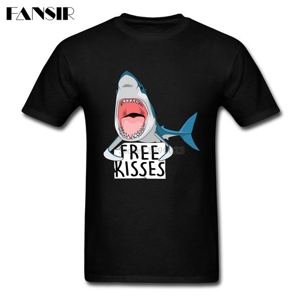 

kisses shark men t shirt print t-shirt male short sleeve o neck big size clothing for teenage