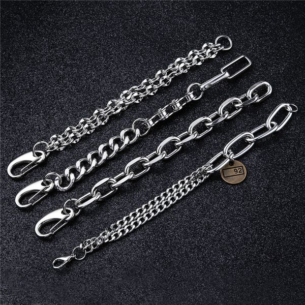 

han version male bracelet trend exaggerated thick chain bracelet jewelry hip hop titanium steel domineer steel color, Black