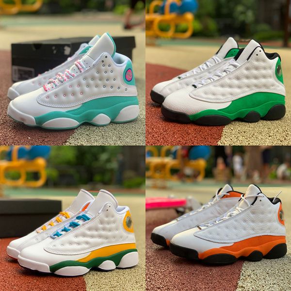 

13 13s basketball shoes jumpman flint og chinese new year playground bred chicago playoffs xiii island green men women baskets sneakers, White;red