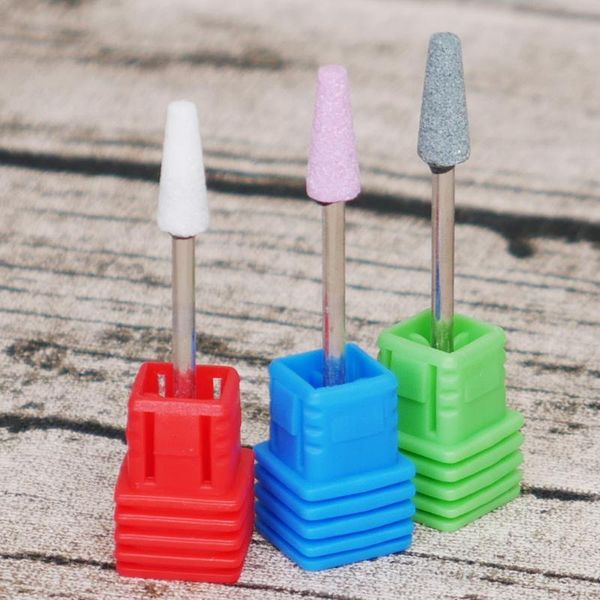 

1pc pink/green/white ceramic stone burr electric manicure nail drill bit removal deal skin pro rotary file accessory