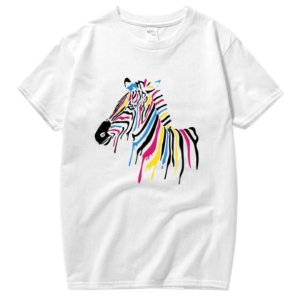 

мужчины top quality100% хлопка с коротким рукавом случайно зебры печатных мужчин tshirt тройники рубашки o-шеи трикотажные комфорт мужские и