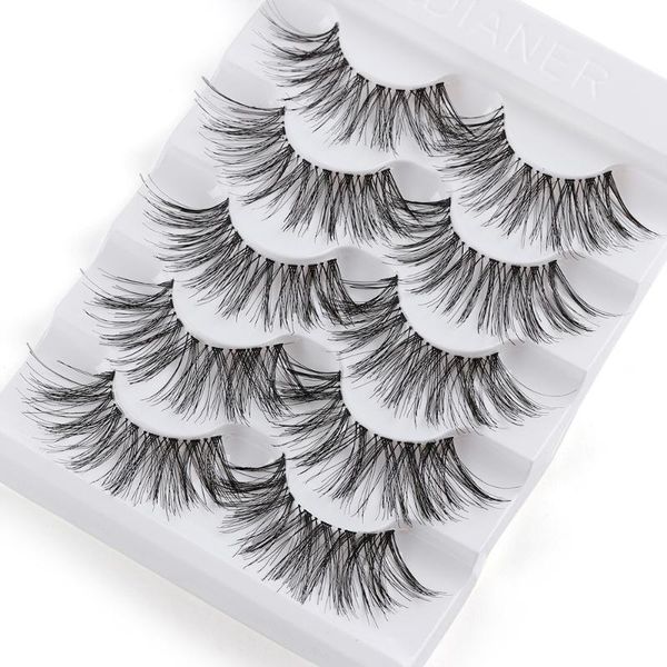 

5 pairs 3d effect false eyelashes natural long wispy full strip black lashes extension handmade cruelty-eye makeup tools