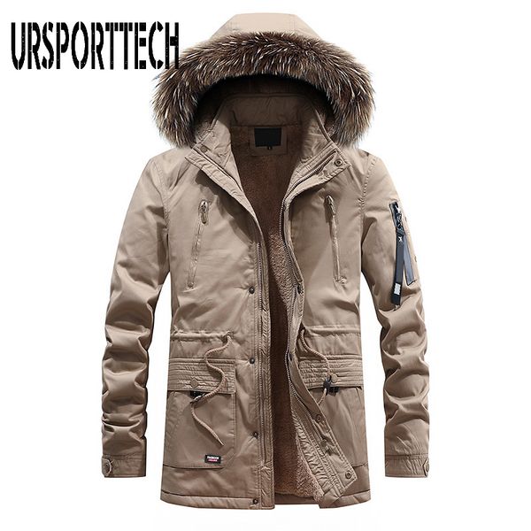 

new fashion winter jacket men thick casual outwear jackets men's fur collar windproof parkas plus size 3xl plus velvet warm coat c0925, Black