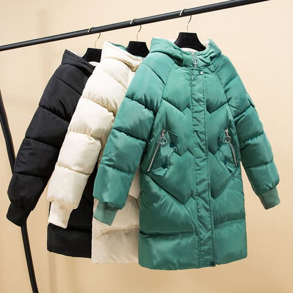 

2020 женская мода зима с капюшоном сгущает теплые пальто плюс размер хлопка ватник женщины длинные parka casual свободный женский outwear, Black