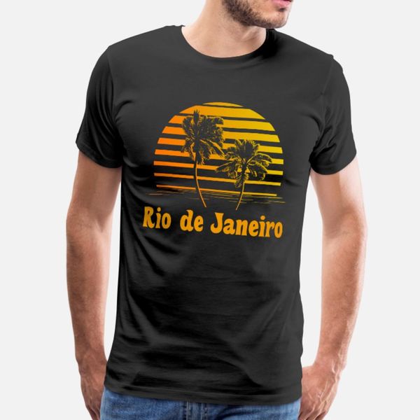 

rio de janeiro brazil sunset palm trees t shirt men designs 100% cotton size s-3xl famous humor summer style vintage shirt