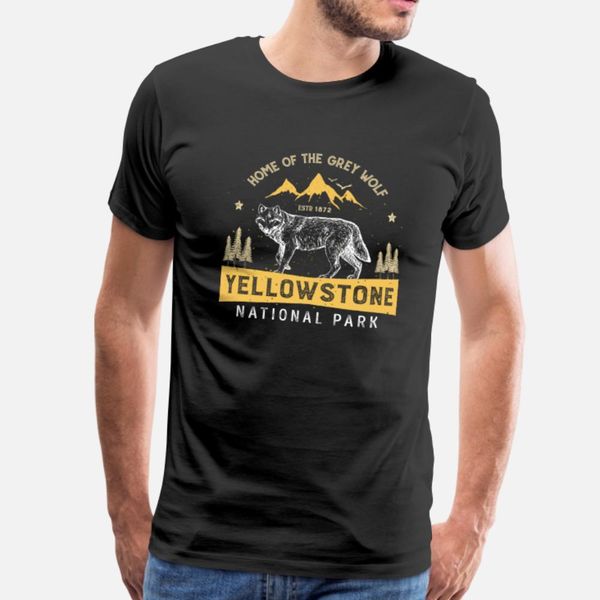 

yellowstone national park wolf vintage t gift t shirt men customize short sleeve round collar pattern famous comfortable summer shirt