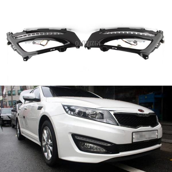 

2pcs автомобильные светодиодные дневные ходовые огни для kia k5 optima 2011-2014 drl противотуманные фары xenon белый дневной свет