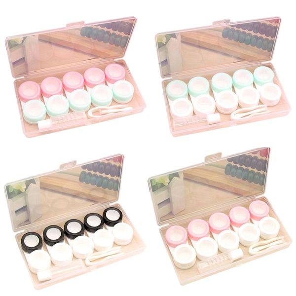 

5 pair/set practical contact lens case multiple pairs beautiful small fresh glasses cases companion box for men women, Silver