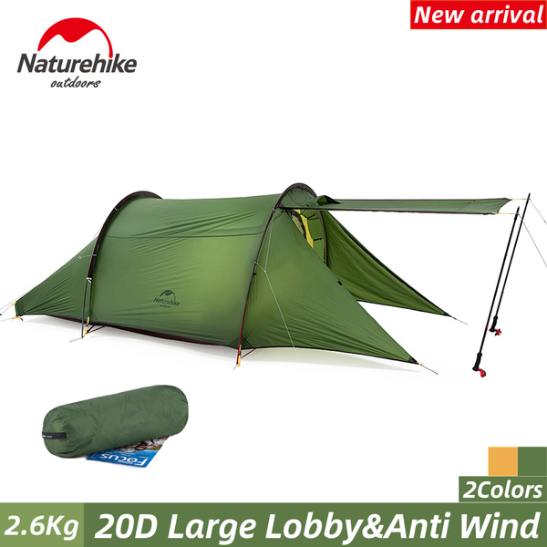 

naturehike 2 person 20d nylon backpacking tent outdoor camping 4 season double layer windproof hiking trekking tent with mat