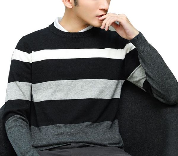 

autumn men's pullover wool sweater 2019 new casual plus size patchwork knitted men's sweater cotton slim men wool 5xl, White;black