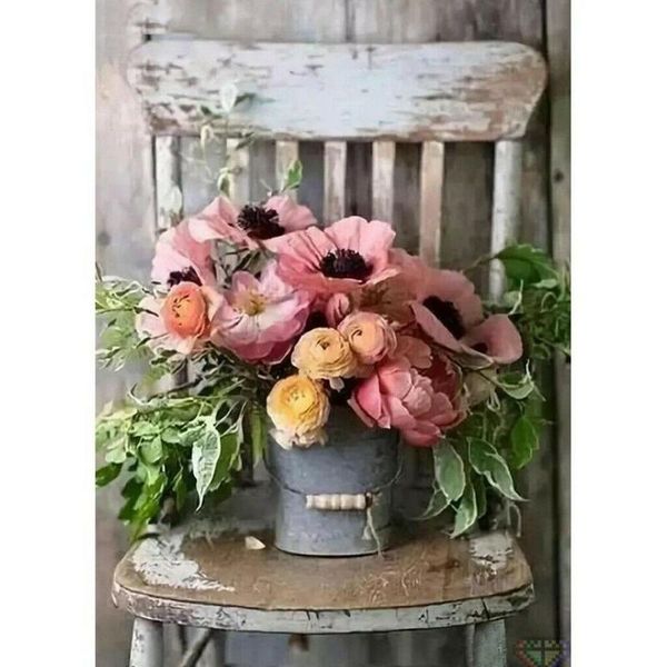 

5d diy full drill flower pot diamond painting cross stitch kits art home decors mosaic landscape flowers picture sticker