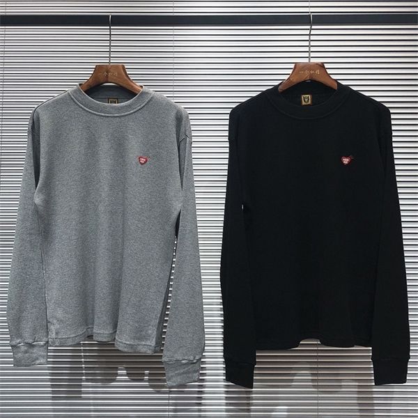 

human women thermal long sleeve waffle t-shirt made men harajuku tshirt tee hip hop t shirt streetwear clothing punk for gym 0924 xvwjn, Black