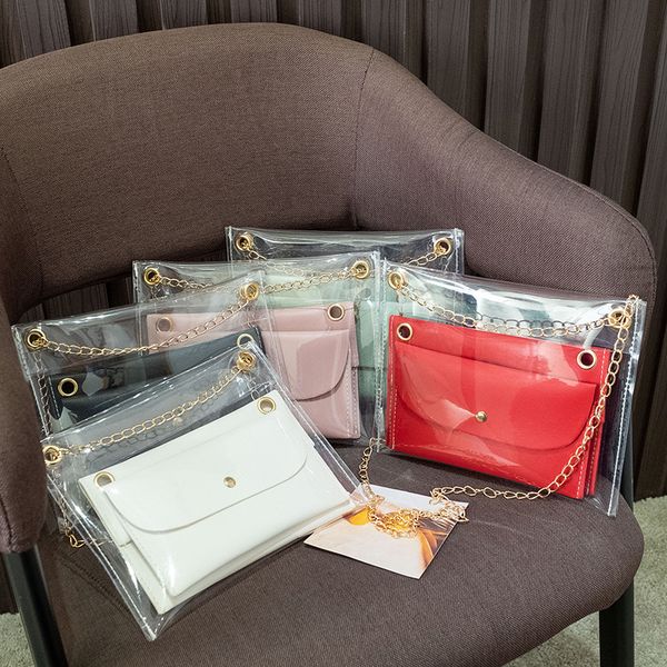 

2020 summer korean style bag transparent phone bag shoulder diagonal chain jelly small messager #30