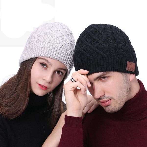 

wireless bluetooth beanies hat creative smart sport music headset cap warm winter with mic speaker knit tta1388-14, Blue;gray