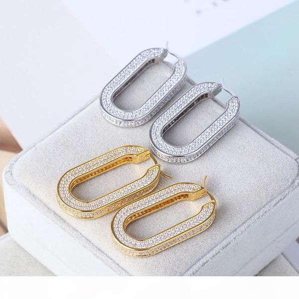 

luxurious quality hoop earring with sparkly diamonds in gold and silver plated for women wedding drop earring jewelry ps6718, Golden