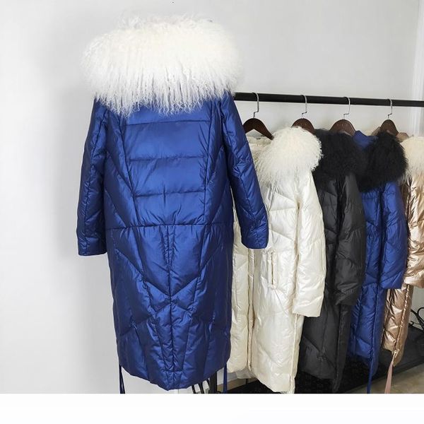 

fitaylor winter women hooded white duck down parka large natural fur collar down long jackets casual female snow thick outerwear sh190926, Black