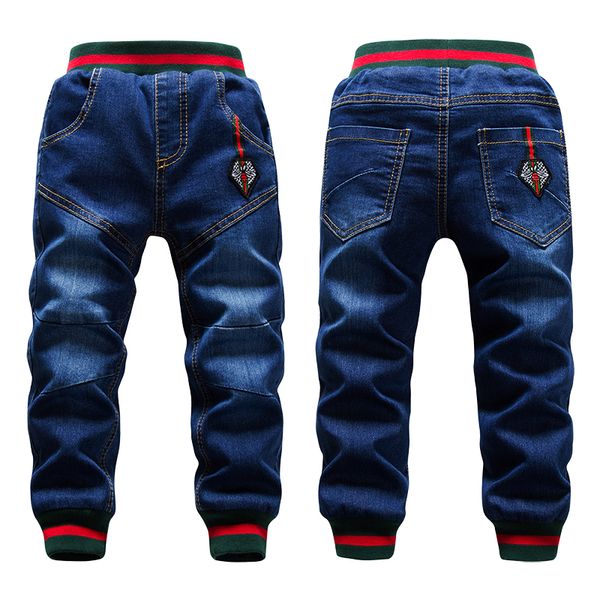 

winter big boys jeans trousers 2-14yrs kids thicken add wool pant casual washing blue jeans denim velvet outerwear warm trousers lj200821