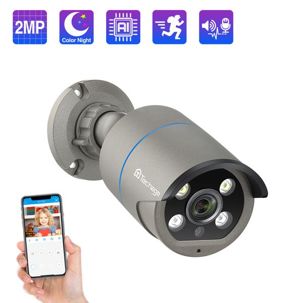 

1080p 48v poe ip camera two-way audio ai human detected 2mp ip camera onvif waterproof cctv video surveillance poe
