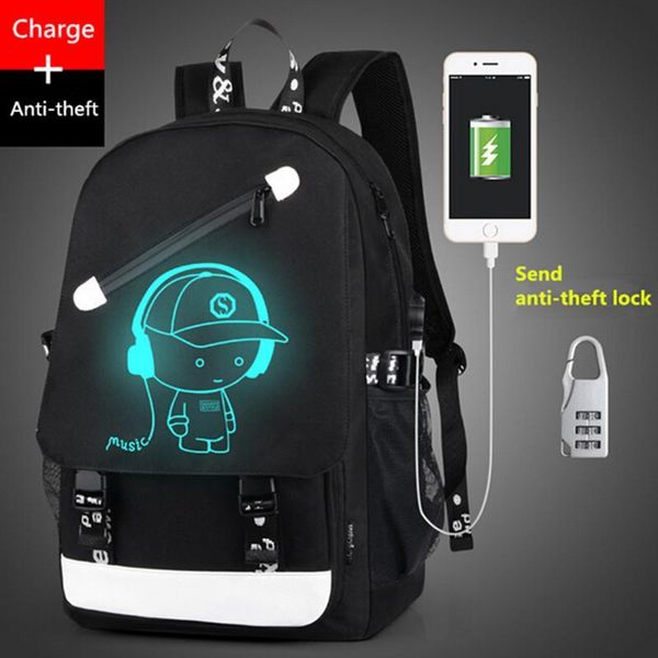 

boys school backpack student luminous animation usb charge changeover joint school bags for teenager computer bag gym bags men