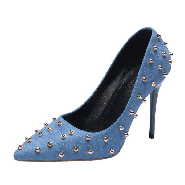 

soft leather shallow fashion women's high heels shoes candy colors pointed toe women pumps show thin female office shoe, Black