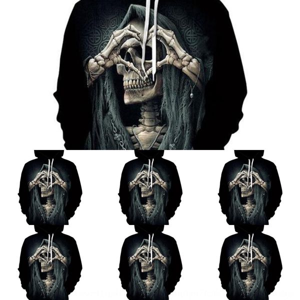 

spring sweater digitaldigital digitaland autumn 3d skull gesture love digital printing set picture street fashion round neck sweater 9kul7 9, Black
