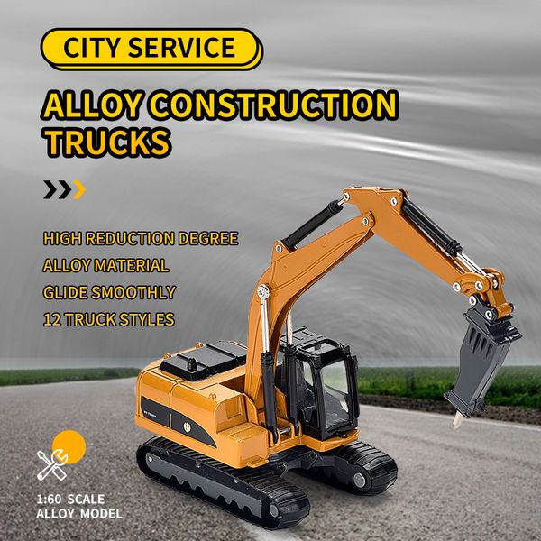 

1:60 diecast car model toy city series sliding engineering vehicle alloy construction truck for boy car gift